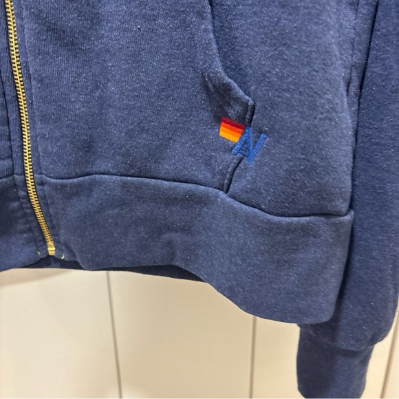 AVIATOR NATION 5-STRIPE ZIP HOODIE WOMEN'S CHARCOAL SIZE Small Worn Twice Soft - Picture 2 of 6